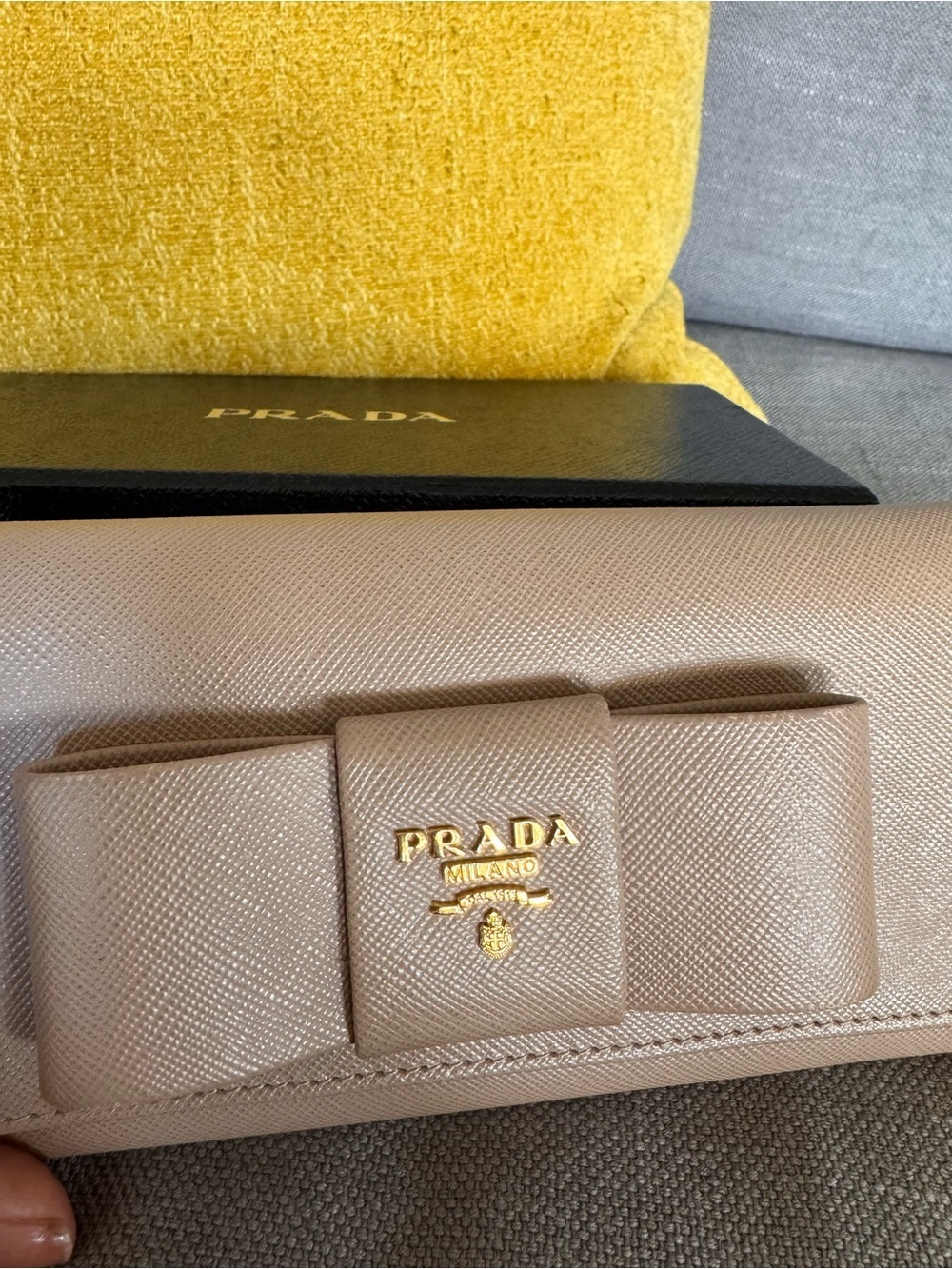 Prada Saffiano Fiocco Bow Continental Wallet Cammeo - Picture 5 of 14